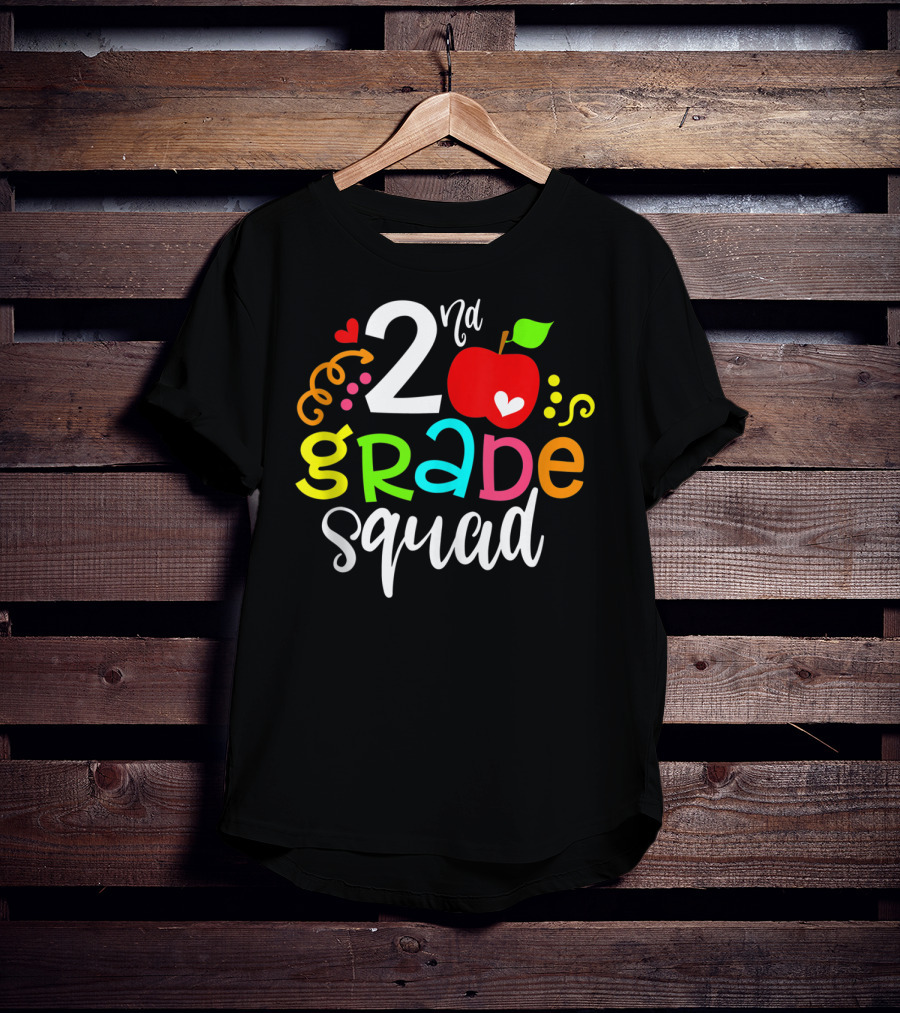 2nd Grade Squad Apple Graphic Second Grade Team T-Shirt