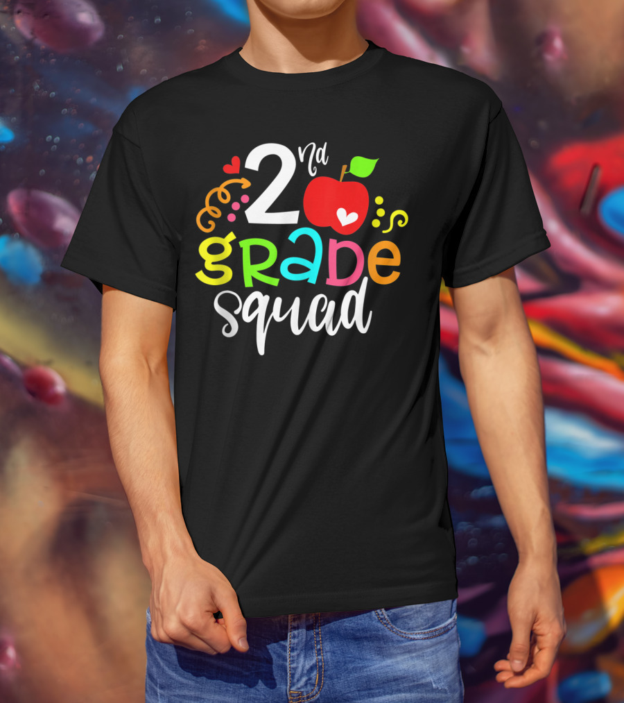 2nd Grade Squad Apple Graphic Second Grade Team T-Shirt