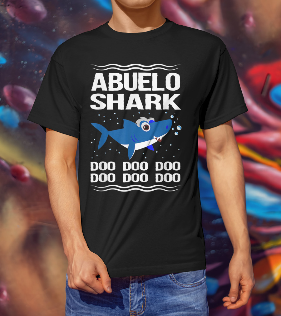 Abuelo Shark Doo Doo Doo Song Meme Grandpa Shark With Bubbles T-Shirt
