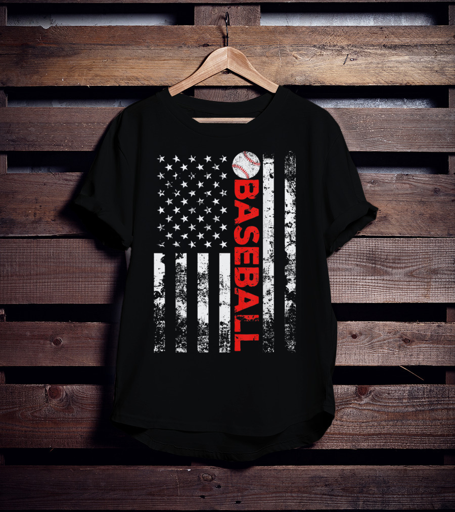 American Flag Baseball Stripes T-Shirt