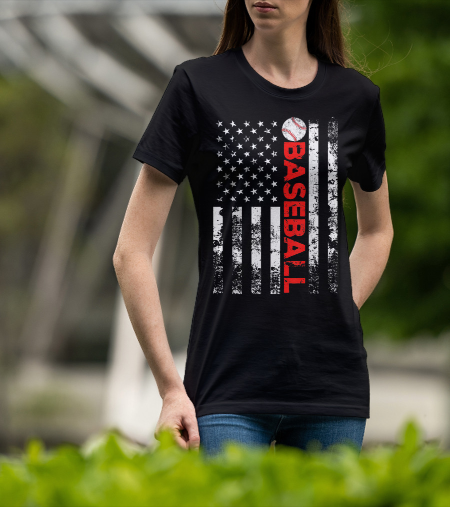 American Flag Baseball Stripes T-Shirt