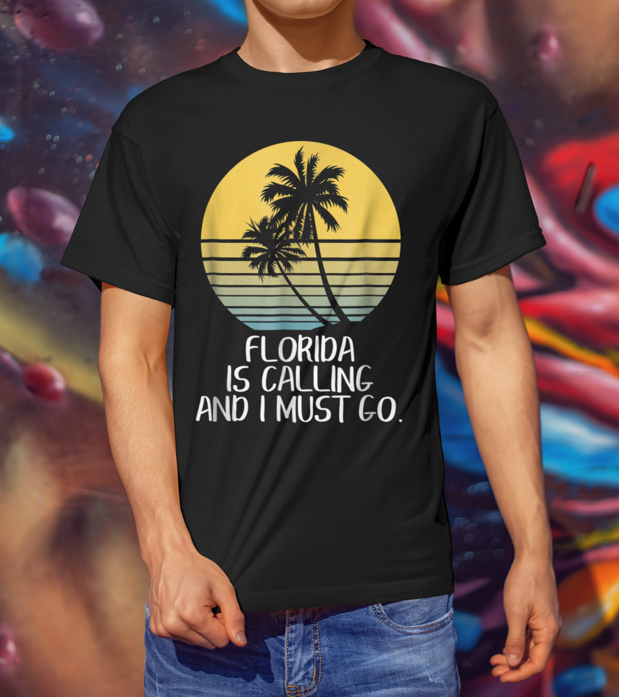 Florida Is Calling And I Must Go Tropical Sunset Beach Vacation T-Shirt