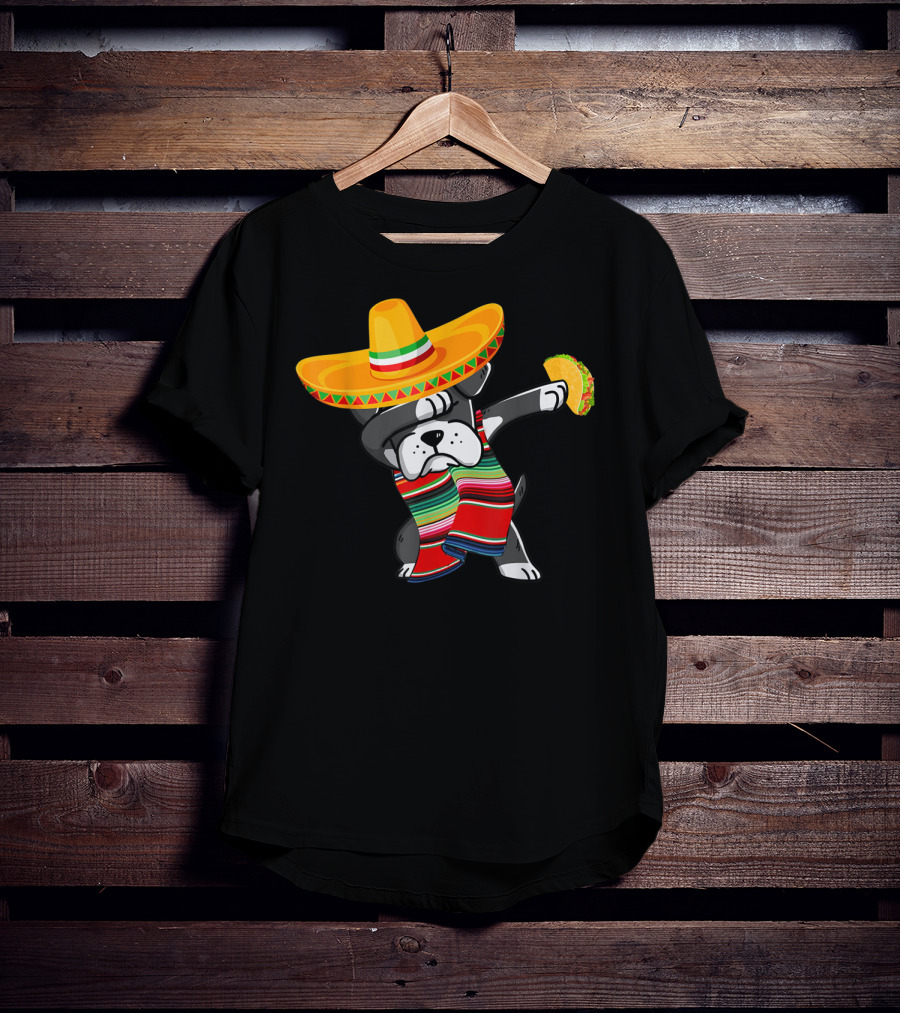 Boxer Dabbing Sombrero Taco Cinco De Mayo Dog T-Shirt