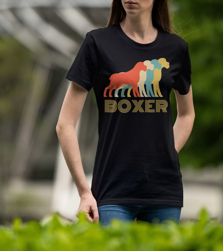 Boxer Dog Breed Vintage Colorful T-Shirt
