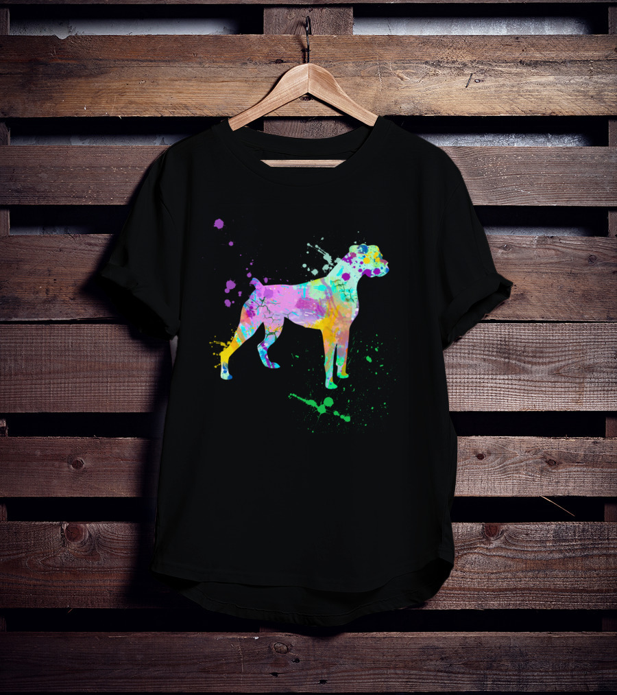 Boxer Dog Lovers Watercolor Splash T-Shirt