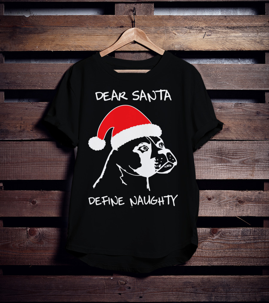 Dear Santa Define Naughty Boxer Funny Ugly Xmas Dog Lovers T-Shirt
