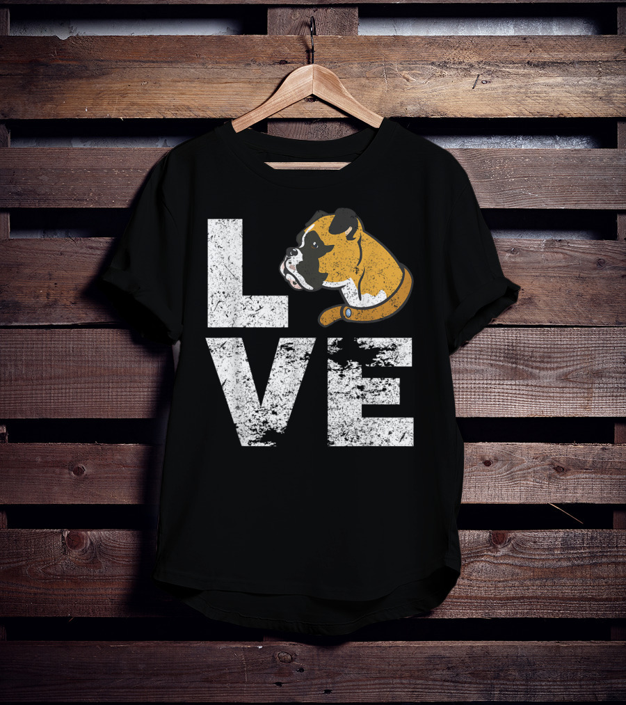 LOVE Boxer Dog Head Funny Dog Lovers T-Shirt