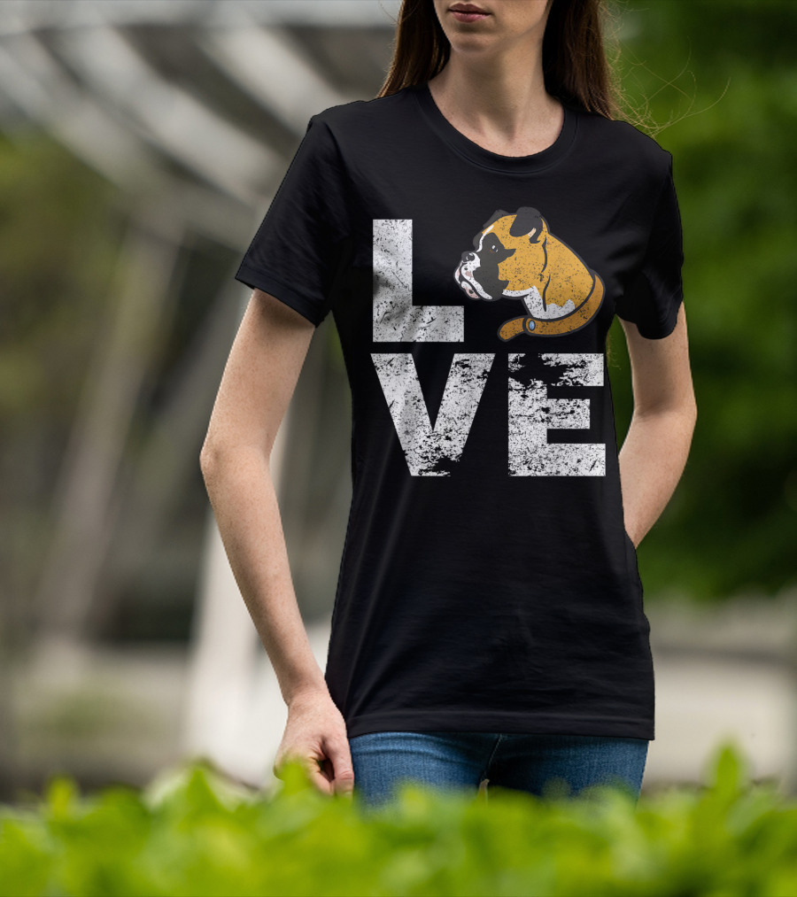 LOVE Boxer Dog Head Funny Dog Lovers T-Shirt