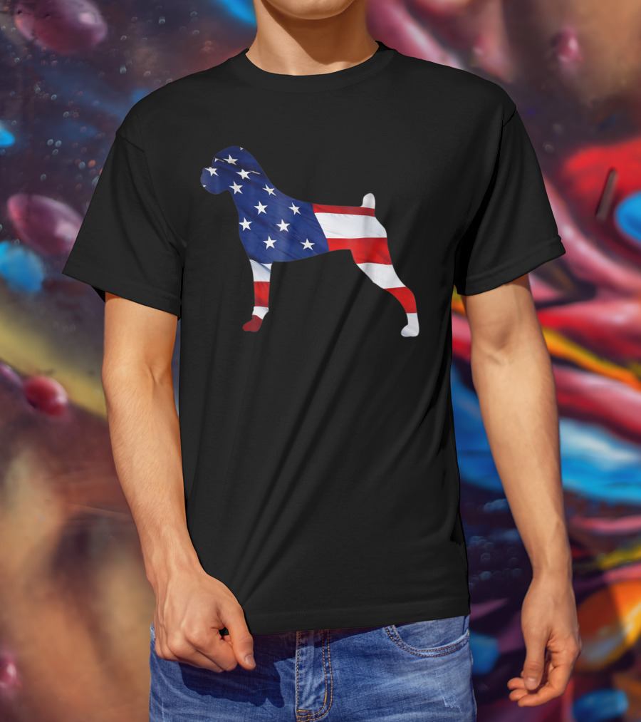 American Flag Boxer Dog Novelty T-Shirt