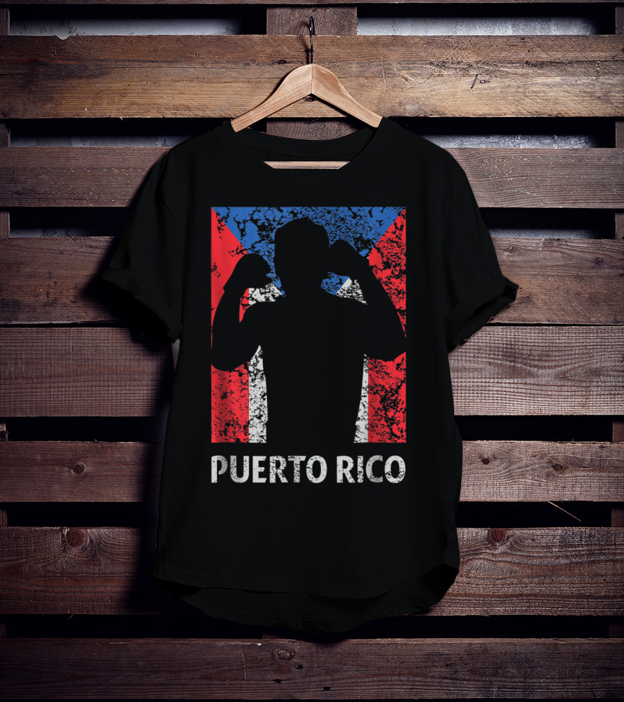 Puerto Rico Flag Boxer Silhouette Pride T-Shirt