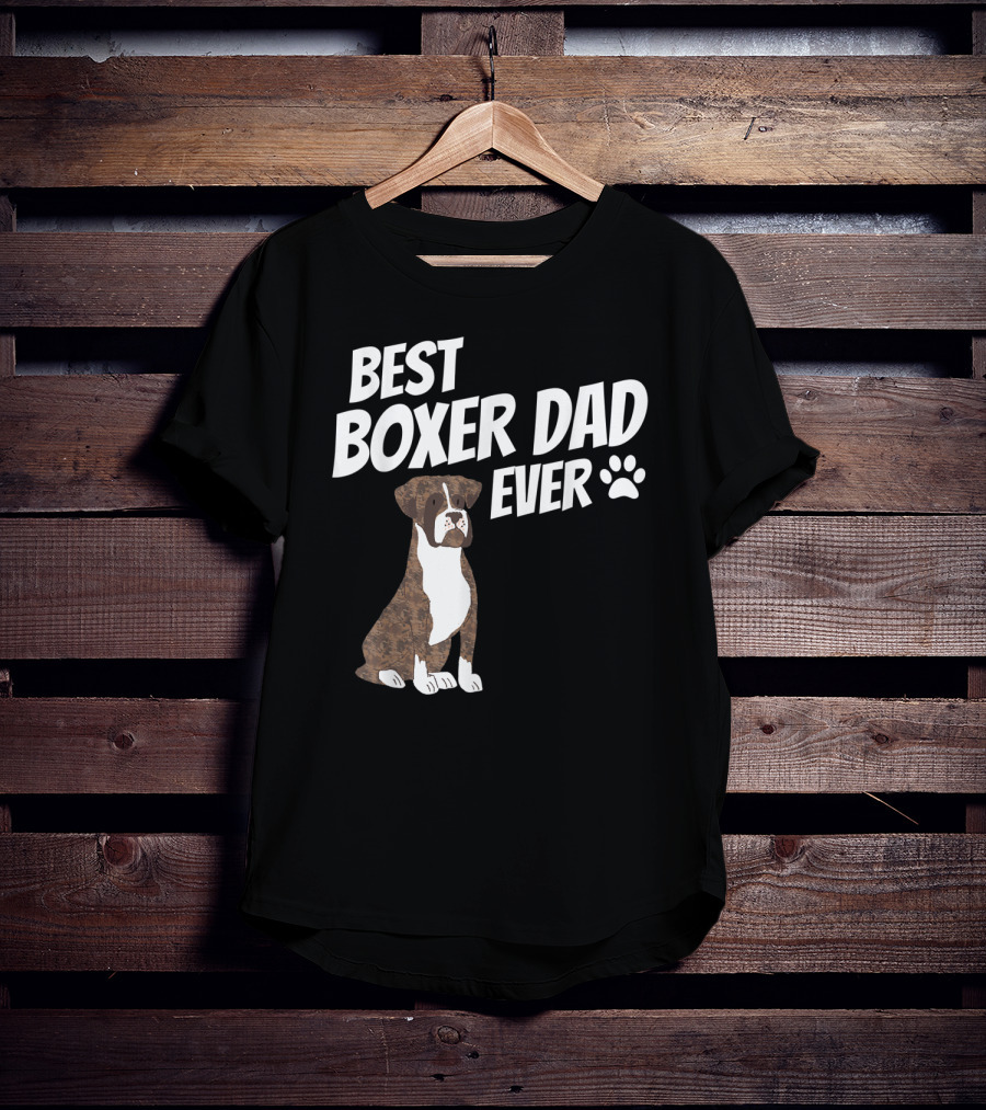 Best Boxer Dad Ever Cute Dog Puppy Pet Lover Paw Prints T-Shirt