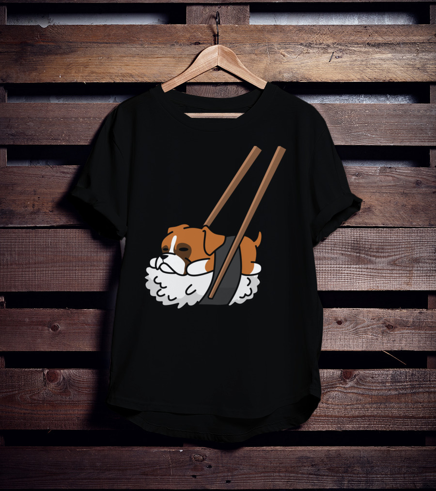 Boxer Dog Sushi With Funny Chopsticks T-Shirt