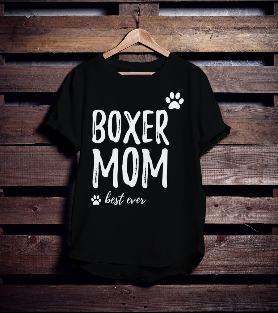 Boxer Mom Best Ever Boxer Dog Paw Prints T-Shirt
