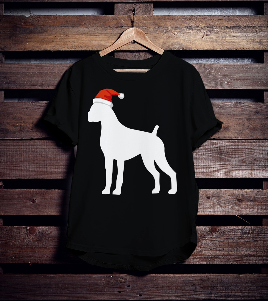 Boxer Dog Wearing Santa Hat Christmas T-Shirt