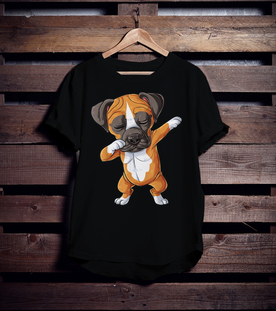 Funny Dabbing Boxer Dog Puppy Lover Kids Boys Dab T-Shirt