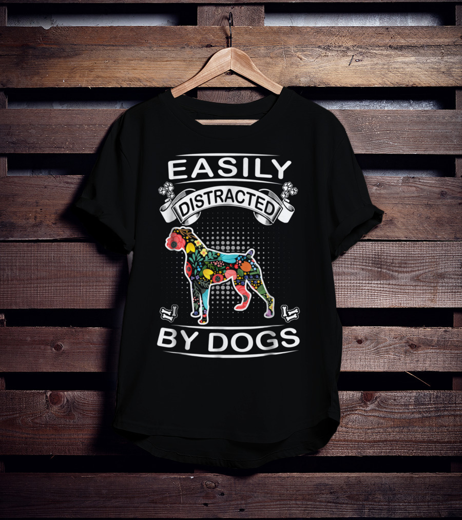 Easily Distracted By Dogs Colorful Boxer T-Shirt