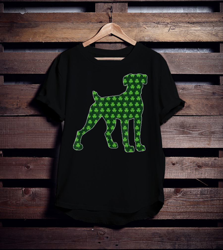 St Patrick's Day Lucky Irish Boxer Dog With Shamrock T-Shirt