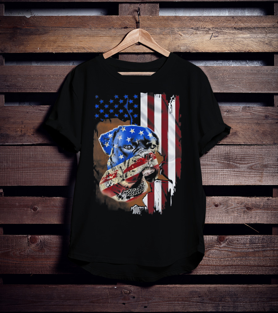 American Flag Boxer Dog Tattoos T-Shirt
