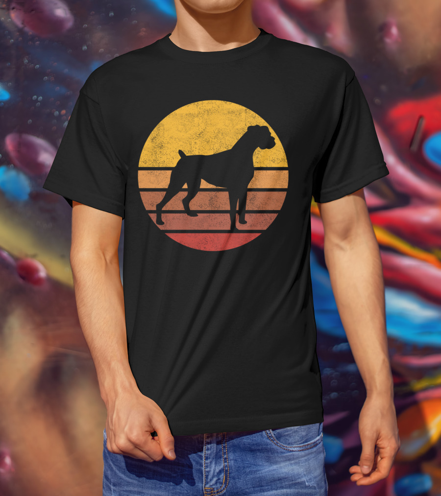 Vintage Sunset Boxer Dog T-Shirt