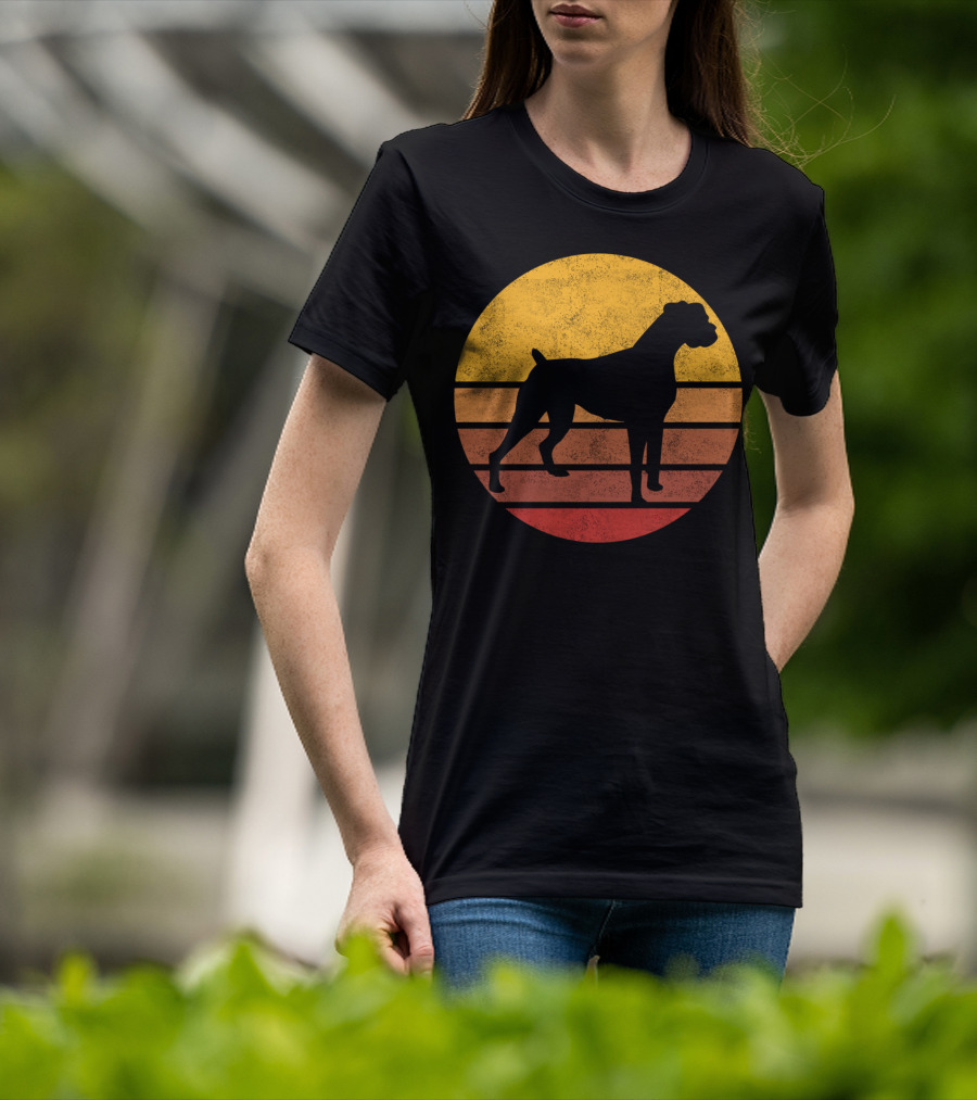 Vintage Sunset Boxer Dog T-Shirt