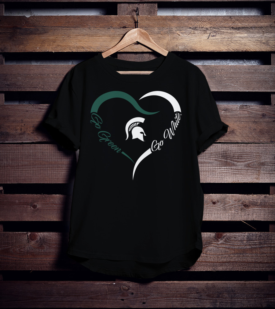 Michigan State Spartans Go Green Go White Heart T-Shirt