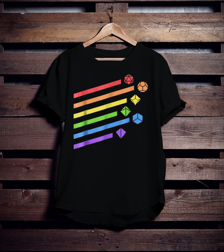 Polyhedral Dice Set Rainbow Colors Minimalist T-Shirt