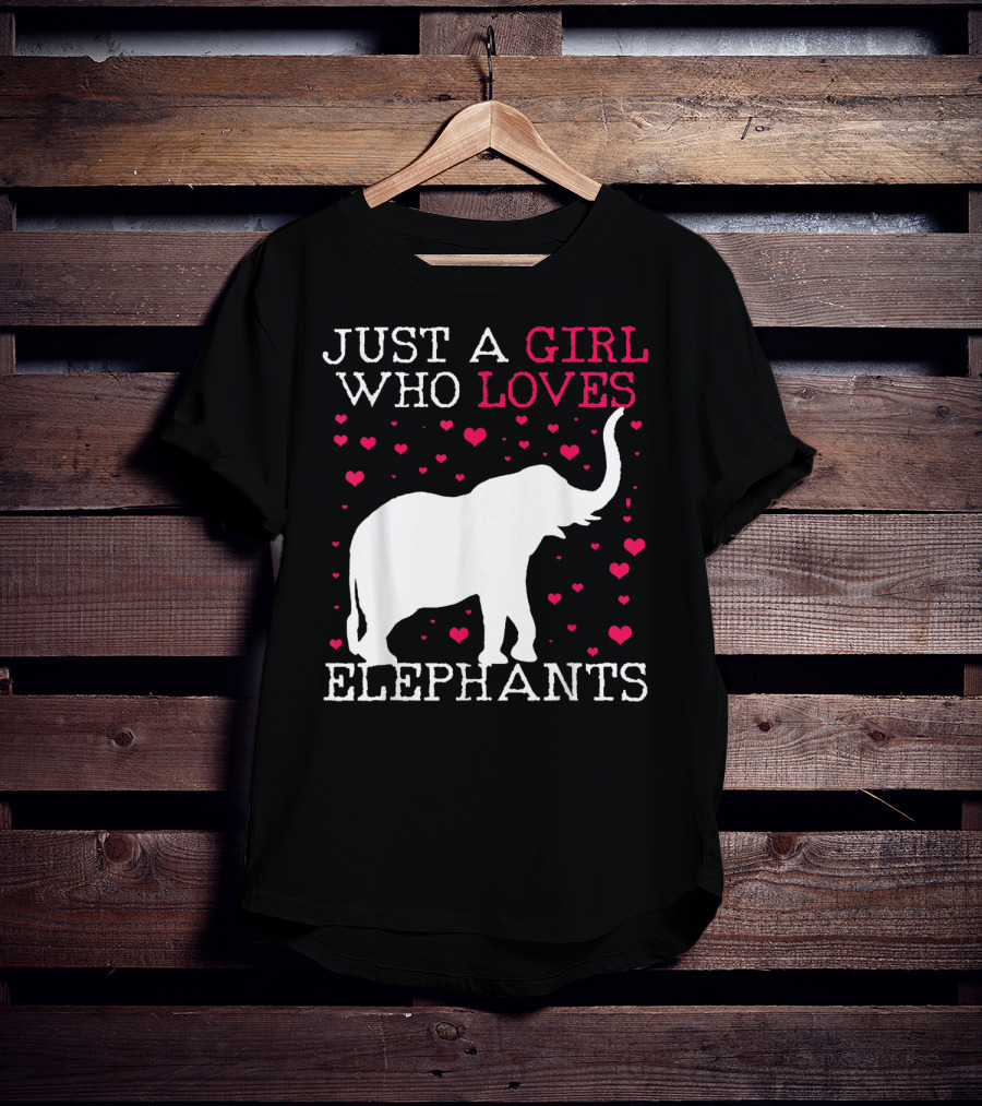 Just A Girl Who Loves Elephants With Heart Graphics T-Shirt