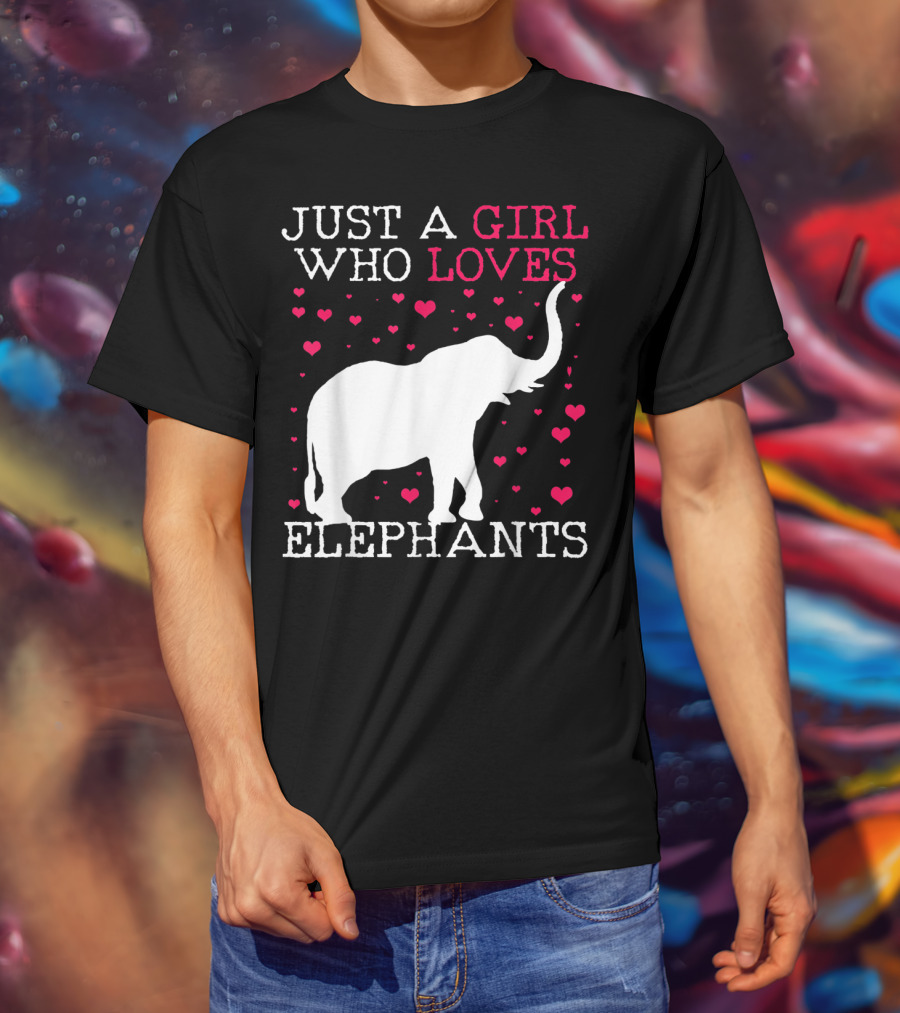Just A Girl Who Loves Elephants With Heart Graphics T-Shirt