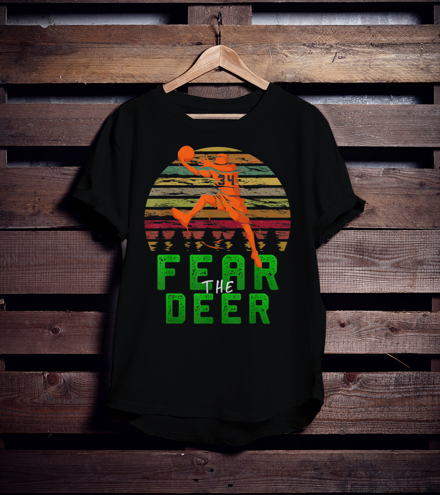Fear The Deer Milwaukee Basketball Retro Sunset Jumper T-Shirt