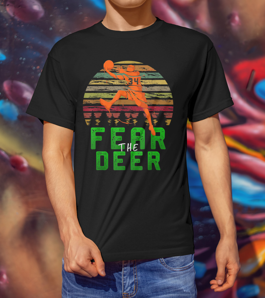 Fear The Deer Milwaukee Basketball Retro Sunset Jumper T-Shirt