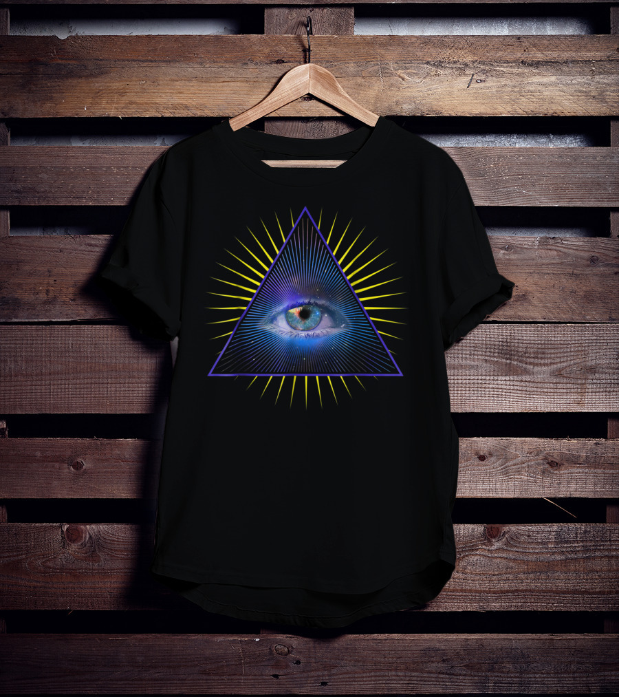 All Seeing Eye Psychic Meditation Illuminati Triangle Sunburst T-Shirt