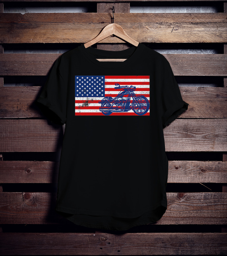 American Flag Motorcycle Stars And Stripes Pocket Motorcycl T-Shirt