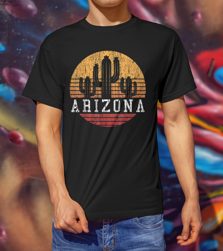Arizona Vintage Cactus Desert Sunset Retro T-Shirt