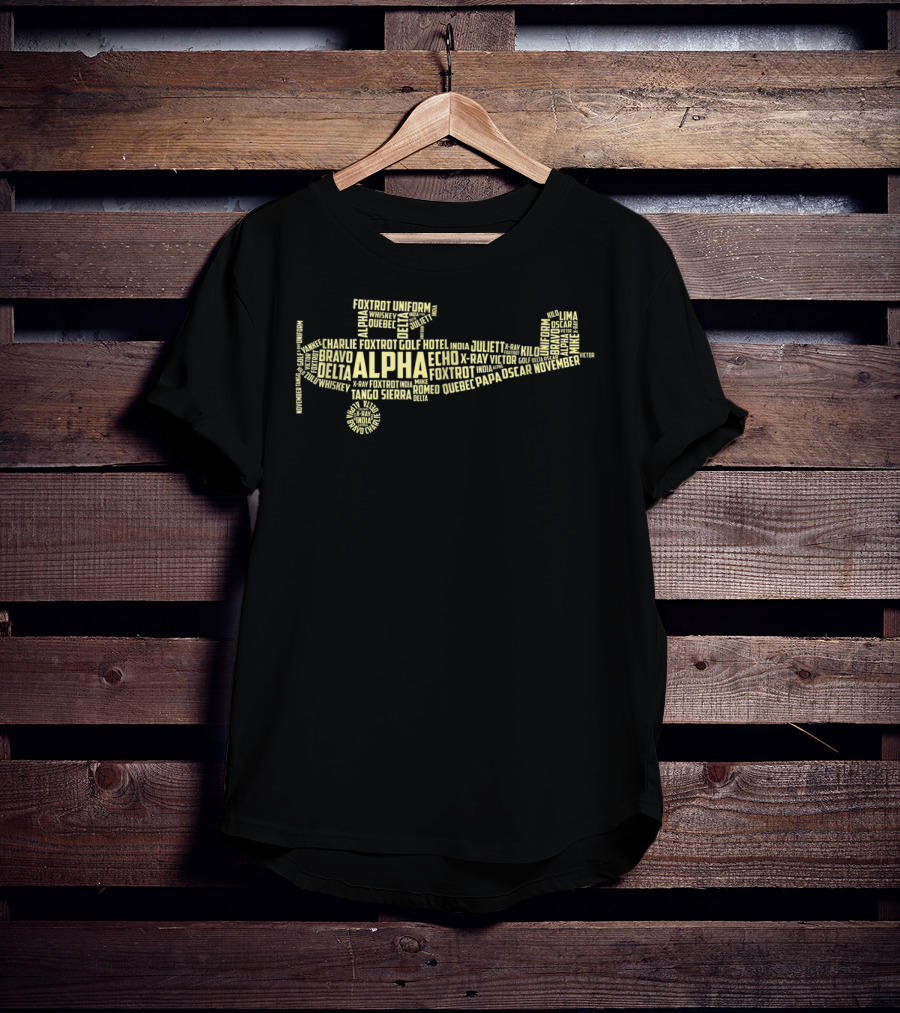 Aviation Phonetics Alpha Bravo Delta Foxtrot Golf Echo India Pilot Plane Word T-Shirt