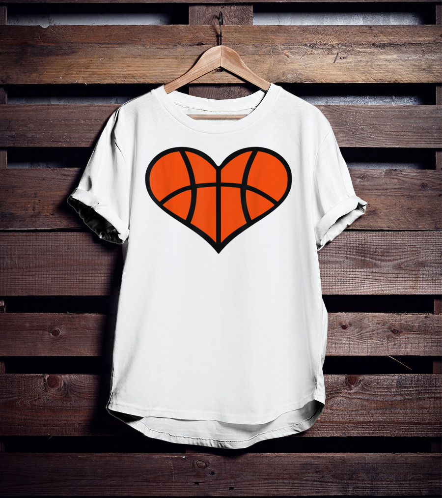 Basketball Heart Shape Orange Ball Lines T-Shirt