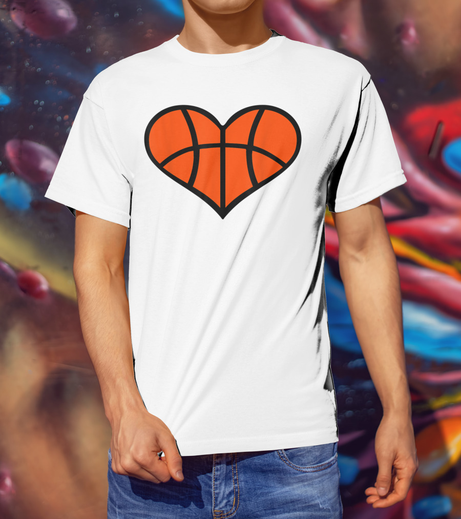 Basketball Heart Shape Orange Ball Lines T-Shirt