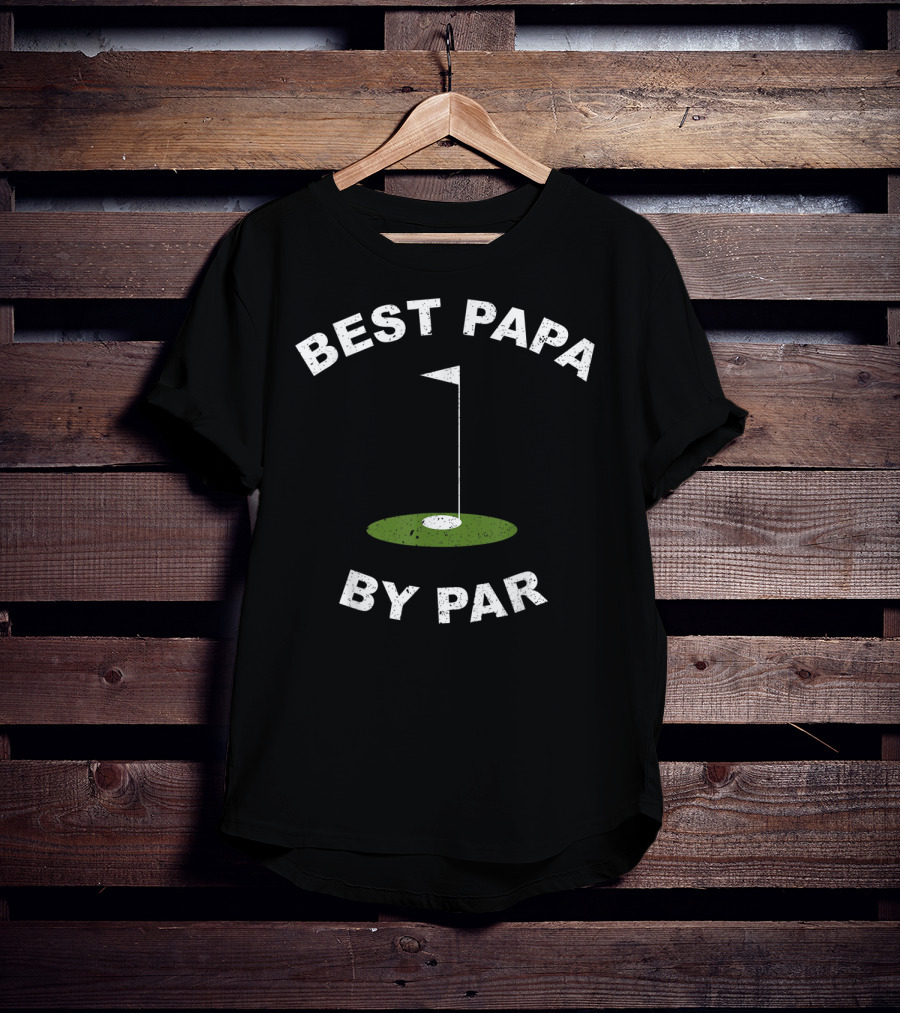 Best Papa By Par Funny Golf Men's Grandpa Green Hole Flag T-Shirt