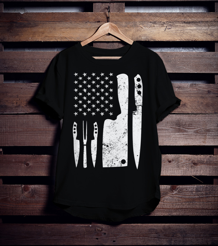 Chef Knife US Flag T-Shirt