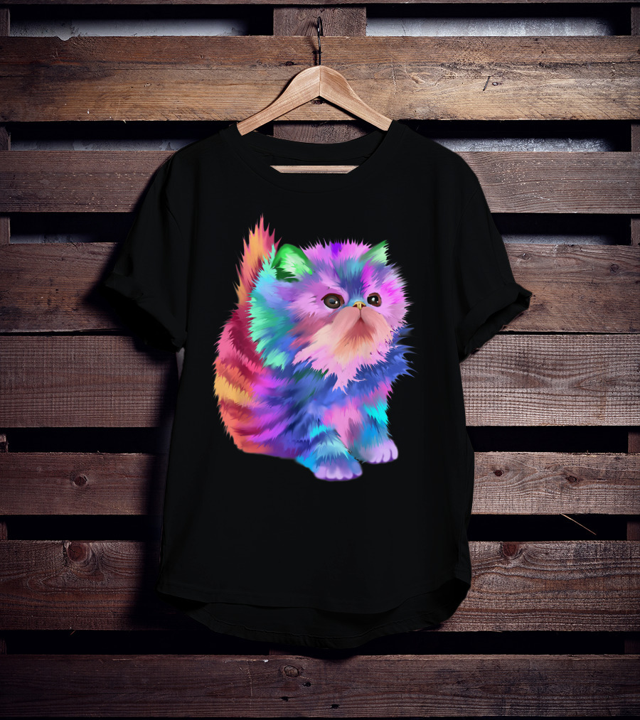 Colorful Rainbow Kitten Rave EDM Cat T-Shirt