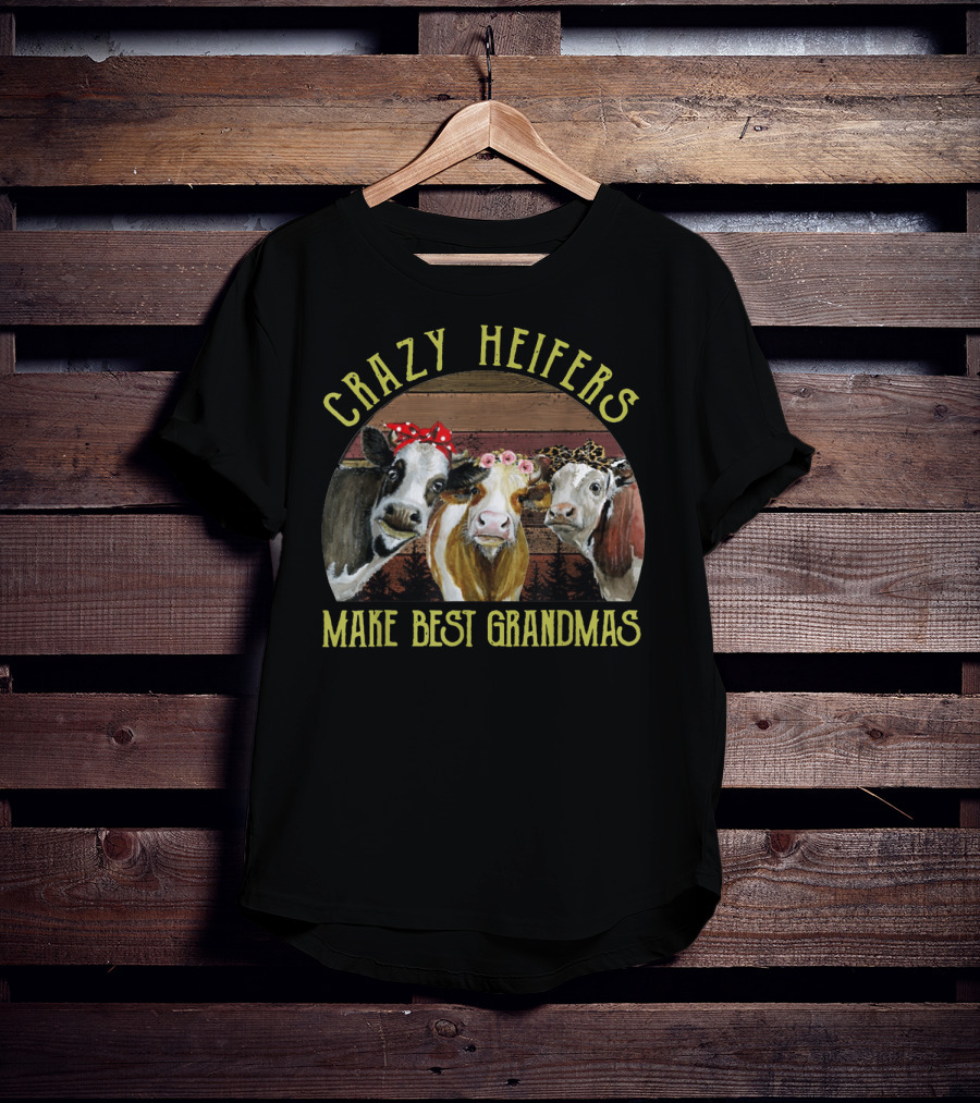 Crazy Heifers Make Best Grandmas Funny Cow Trio With Accessories T-Shirt