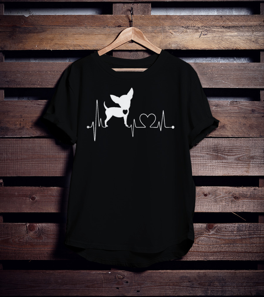Chihuahua Dog Heartbeat Design With Heart T-Shirt
