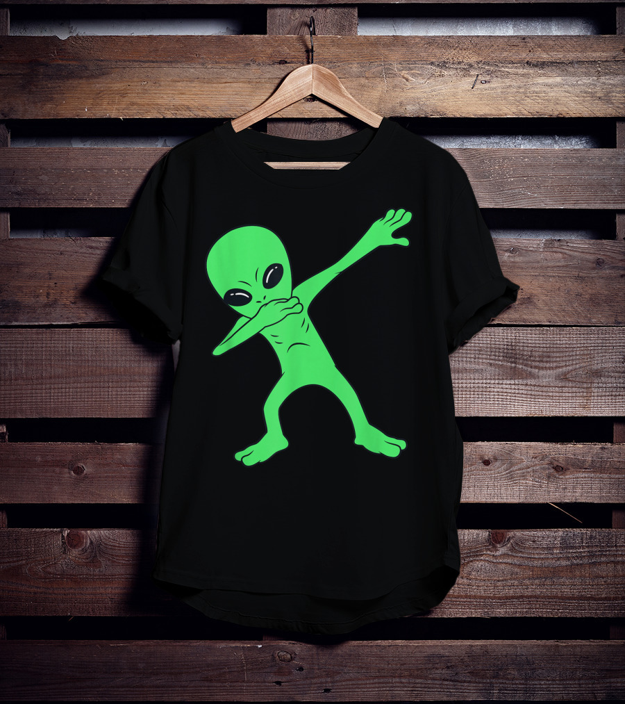 Dabbing Green Alien Halloween Funny Dab Dance T-Shirt