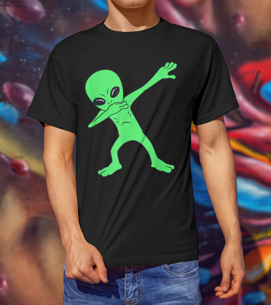 Dabbing Green Alien Halloween Funny Dab Dance T-Shirt