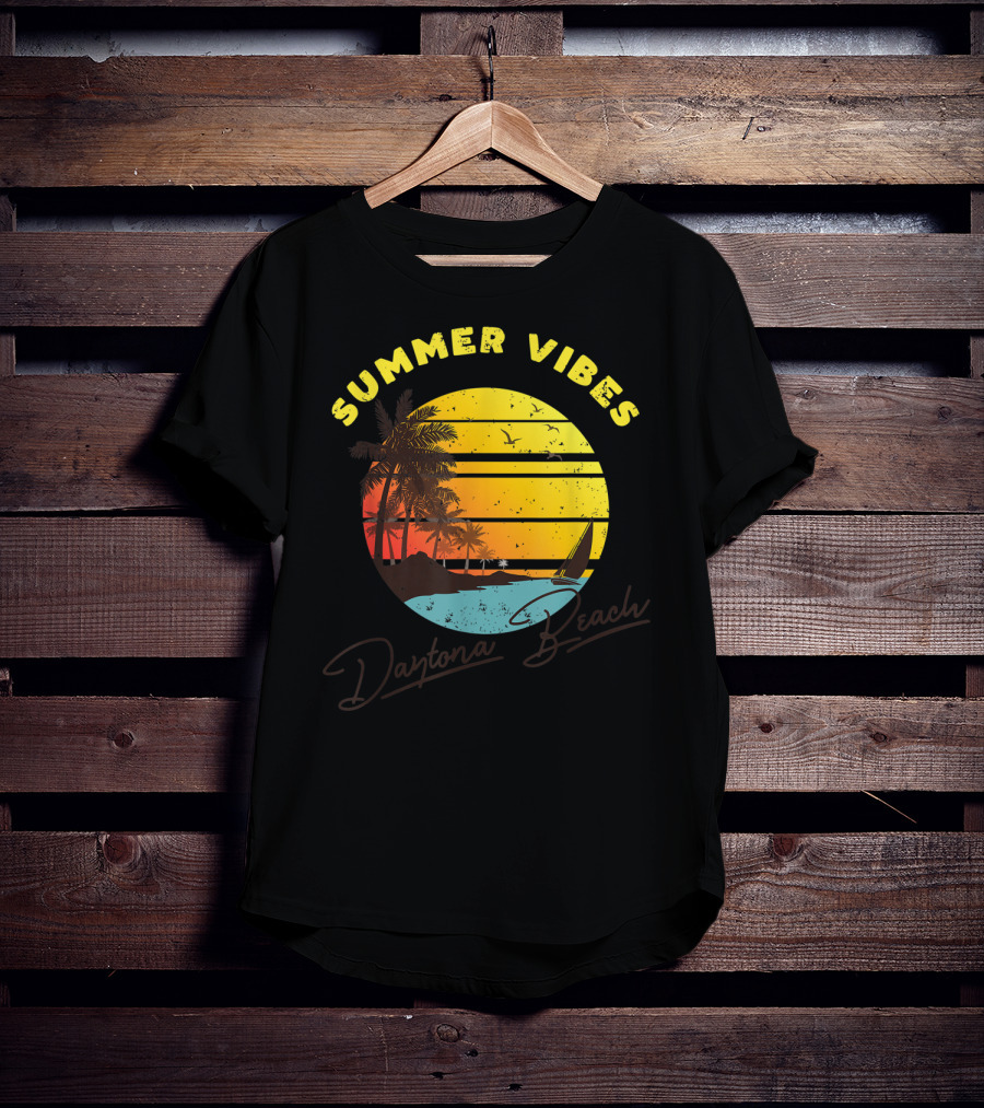 Summer Vibes Daytona Beach Tropical Sunset Palm Trees T-Shirt