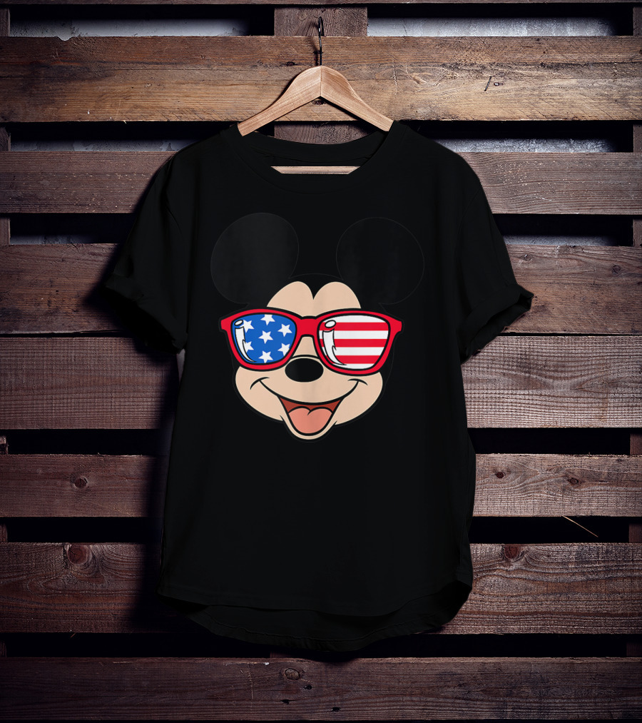 Disney Mickey Mouse American Flag Sunglasses T-Shirt