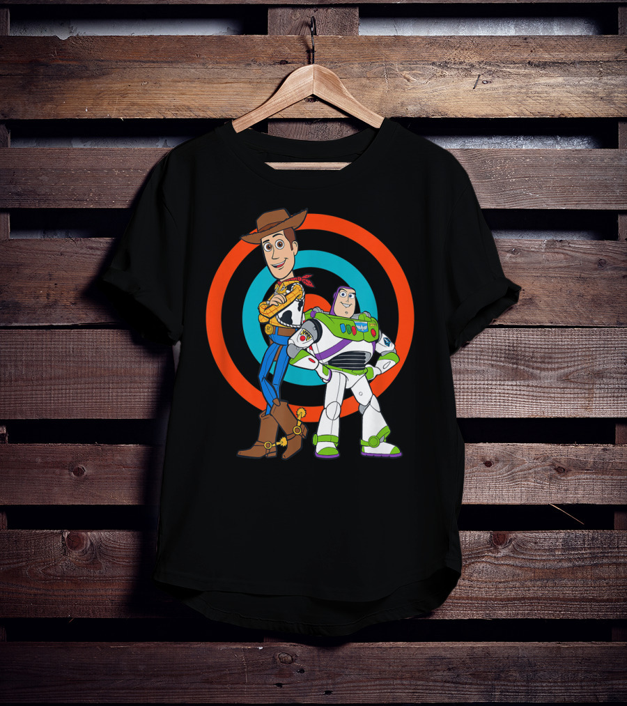 Toy Story Buzz Lightyear And Woody Target Background T-Shirt