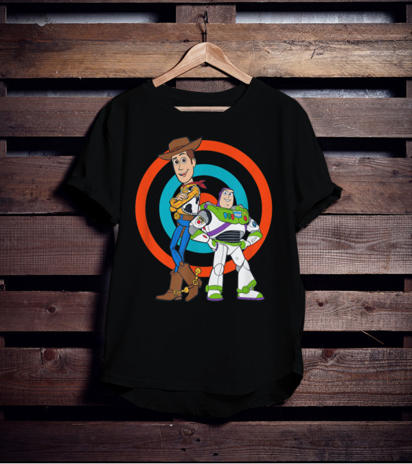 Toy Story Buzz Lightyear And Woody Target Background T-Shirt
