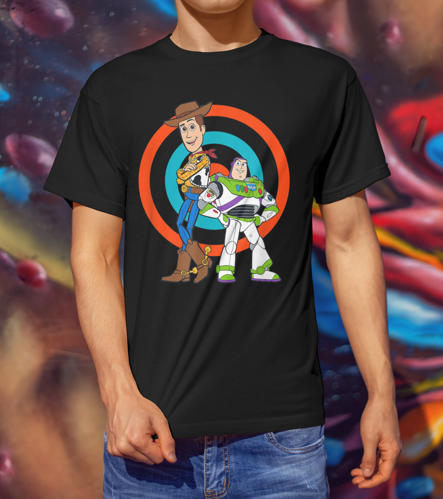 Toy Story Buzz Lightyear And Woody Target Background T-Shirt