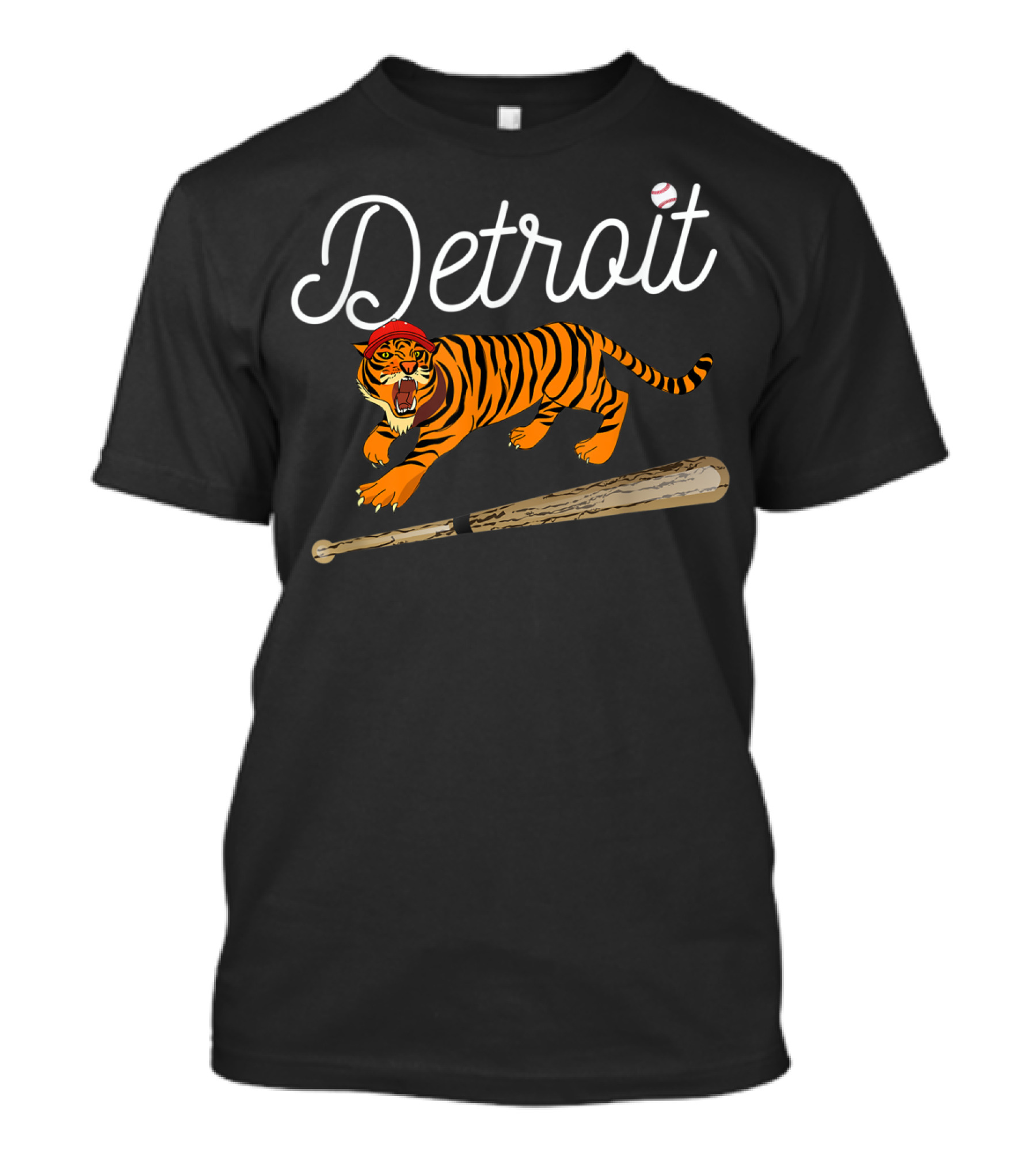 Detroit Distressed Funny Tiger Mascot With Baseball Bat T-Shirt