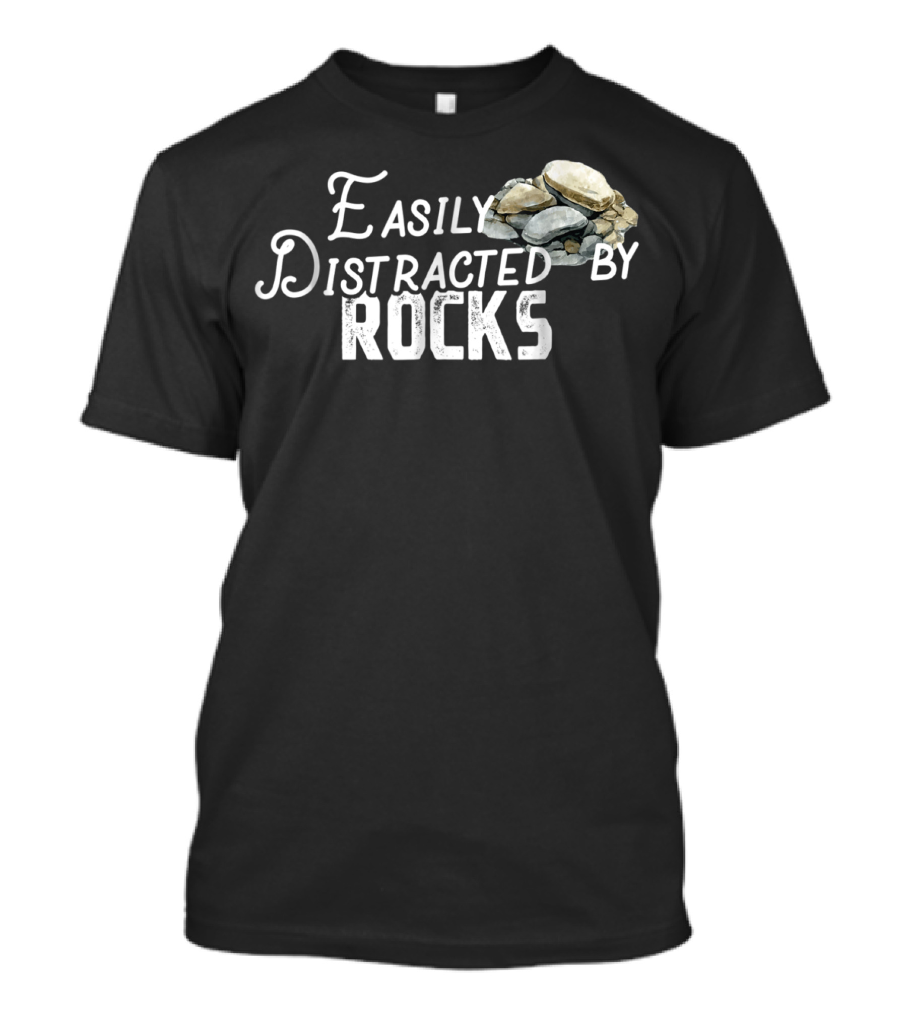 Easily Distracted By Rocks Cute Rock Lover Avec Piles De Pierres T-Shirt